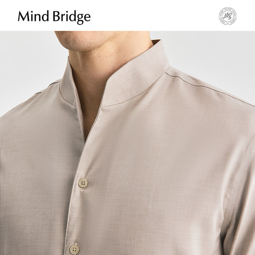 mind bridge新中式莫代尔衬衫2026春秋新款长袖衬衣男士立领男装 - 图3