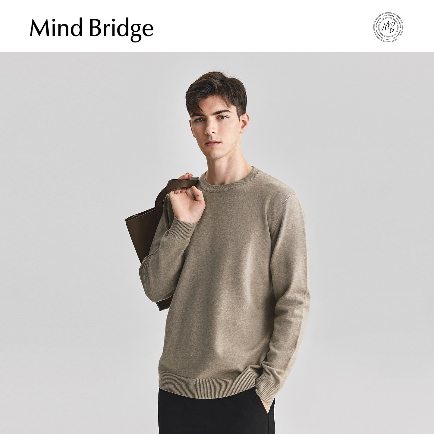 Mind Bridge春季纯色圆领针织打底男士基础款毛线衣2026新款毛衣,淘宝优惠券,粉丝福利购,淘宝优惠卷