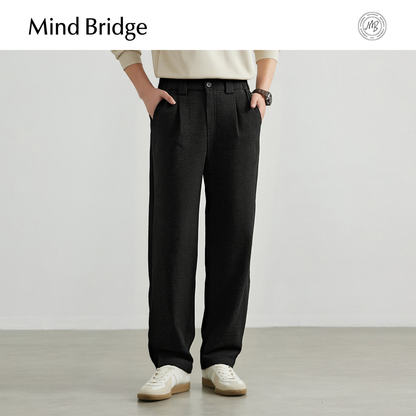 MindBridge【绵羊毛】男士通勤垂感直筒裤2025年冬纯色休闲糯米裤 - 图2