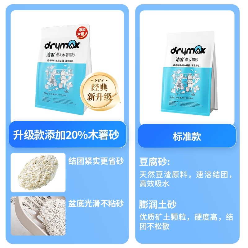 洁客猫砂豆腐膨润土混合型原味除臭无尘2.8kg公斤懒人猫砂包邮