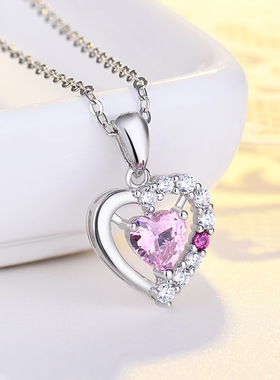 心形森系轻奢蓝色爱心潮流项链