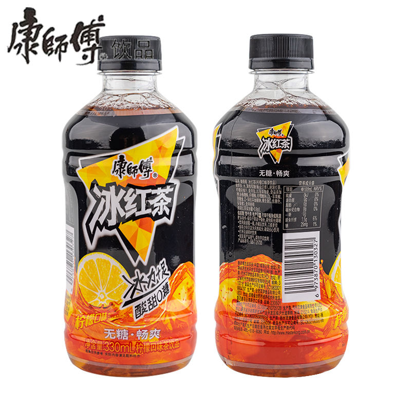 康师傅无糖冰红茶330ml*12瓶0卡零脂肪茶夏日夏季柠檬味饮料饮品-图2