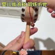 羊皮拨浪鼓铜铃铛哗啦棒手工婴儿玩具老式非遗新生可啃咬木质实木