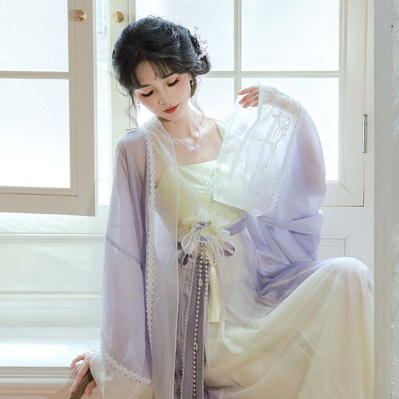 汉尚华莲[紫兰烟]改良汉服女国风汉元素宋制长衫吊带连衣裙日常夏,淘宝优惠券,粉丝福利购,淘宝优惠卷