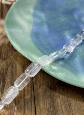 天然白水晶10*14无事牌散珠手工diy串珠手链项链饰品配件材料S630