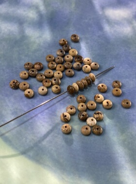天然图画石3*6mm飞碟算盘珠隔片手工diy串珠手链项链饰品配件S459