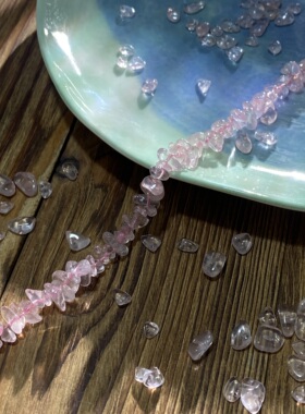 天然A级透粉水晶5*8mm有孔碎石手工diy串珠手链项链饰品配件S325