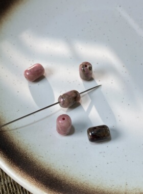 天然黑线红纹6*9mm桶珠散珠手工diy串珠手链项链饰品配件材料X758