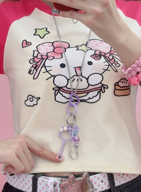 日系亚文化紫色挂件长款项链