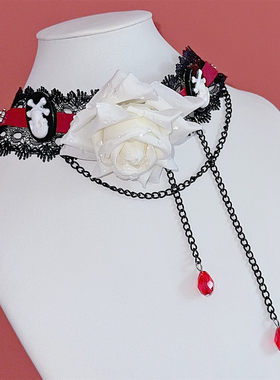 欧美巴洛克朋克红黑项圈