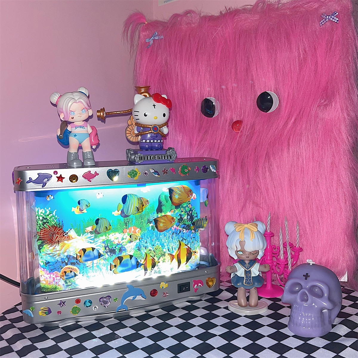 亚比亚文化Y2K古早LED造景迷你水族馆INS装饰灯台灯仿真鱼缸,淘宝优惠券,粉丝福利购,淘宝优惠卷