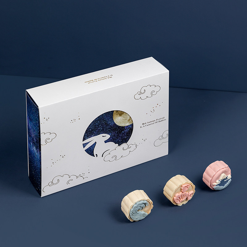 蛋黄酥中秋星空兔创意礼盒月饼盒 盒记食品点心包装盒/包装袋