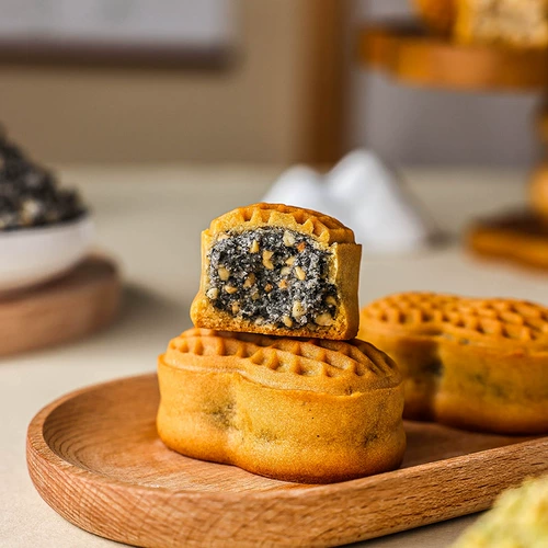 С низким содержанием арахиса хрустящий лунный велосипед начинку с черным кунжутом