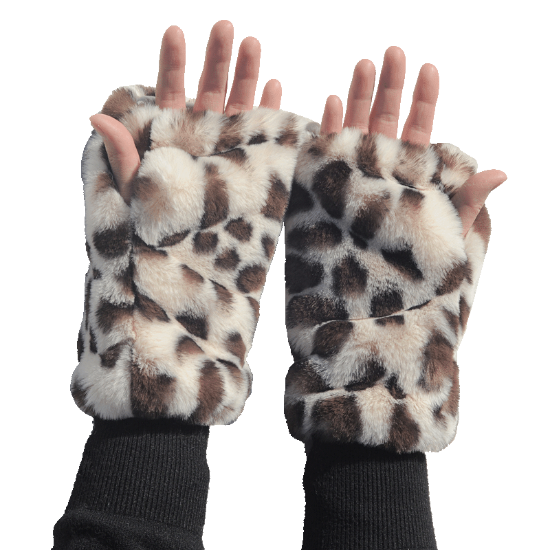 半指手套仿皮草兔毛韩版学生冬季保暖可爱毛绒加厚长袖口露指手套,淘宝优惠券,粉丝福利购,淘宝优惠卷