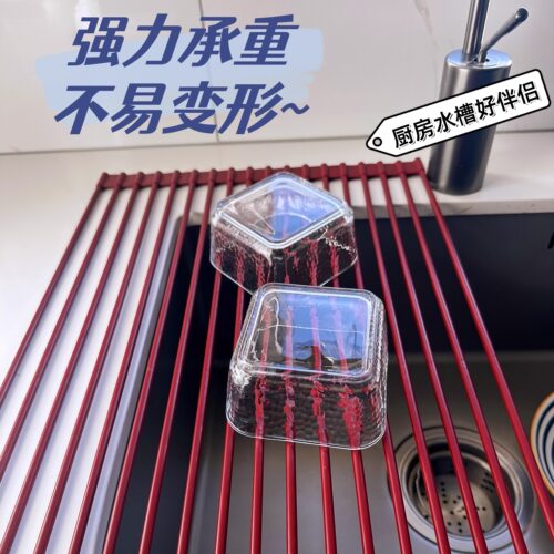厨房洗碗池碗碟抹布沥水架可折叠硅胶水槽置物架多功能碗筷收纳架 - 图3