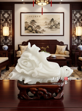 中式玉石白菜摆件百财聚来招财
