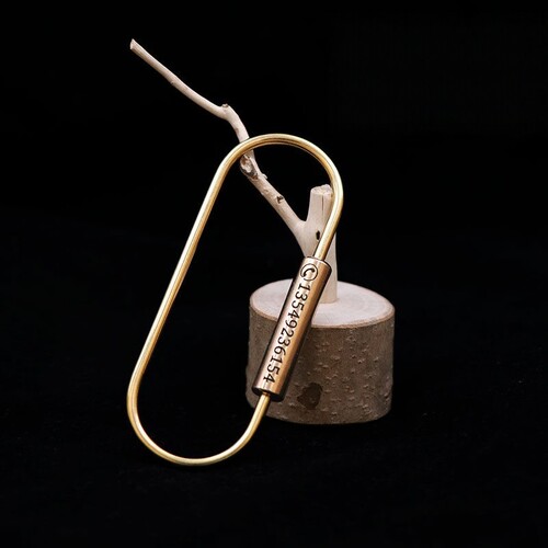 手工黄铜钥匙扣创意复古纯铜简约汽车钥匙圈大容量环扣定制刻号码 - 图1