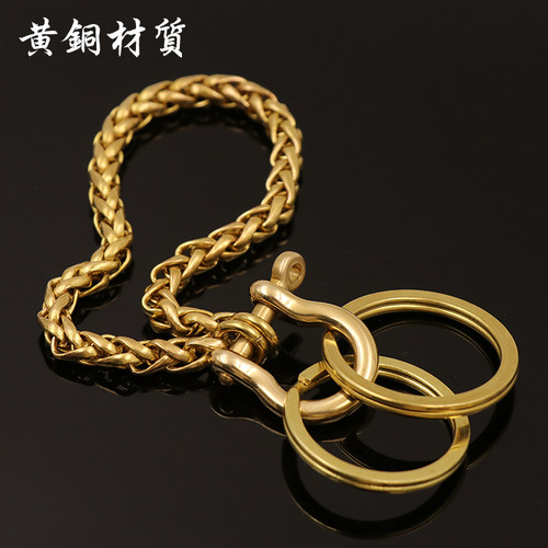 创意纯铜马蹄钥匙扣 男腰挂复古汽车钥匙扣挂件 纯手工黄铜钥匙扣 - 图2