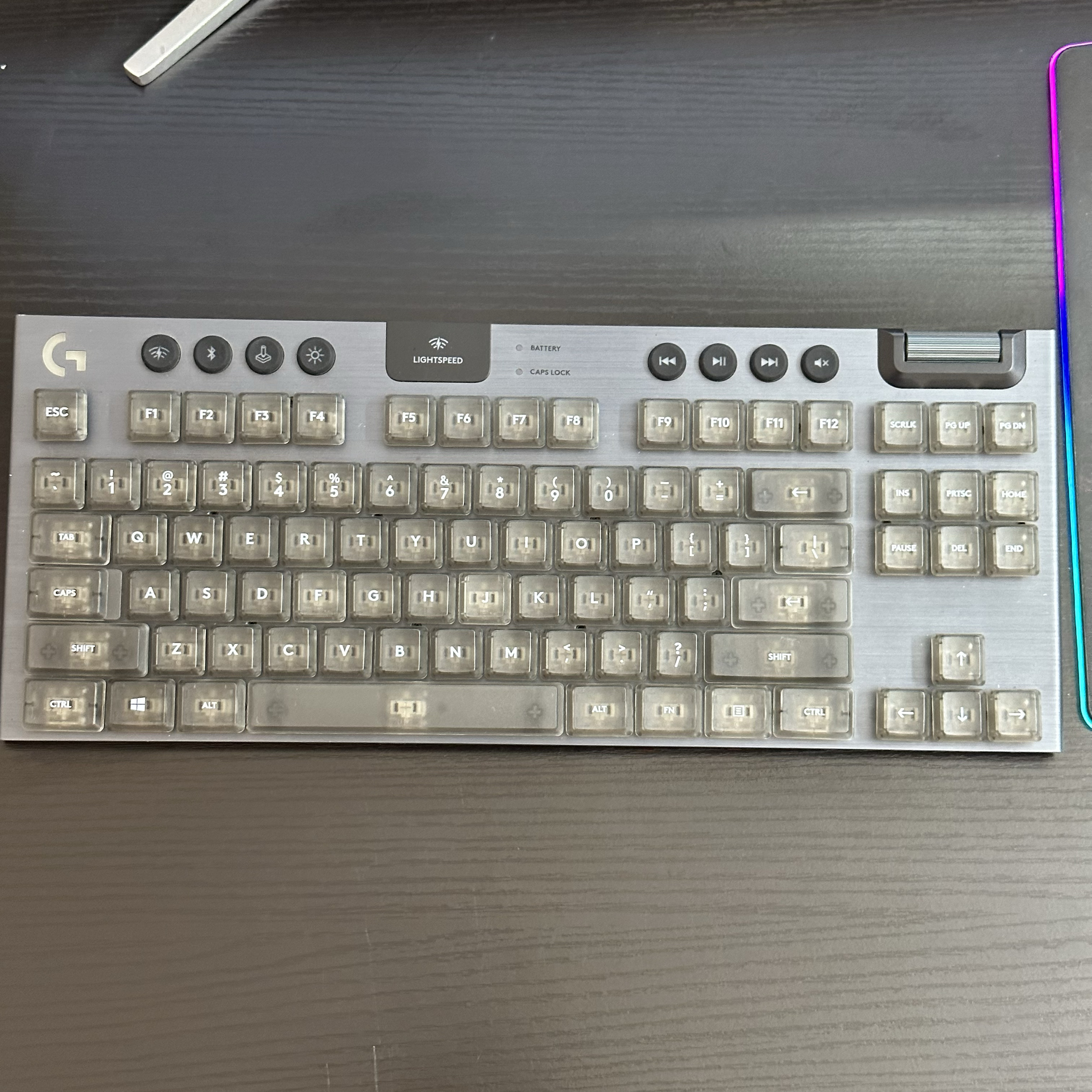 G913 PBT键帽 罗技G913TKL G813 G915 G915TKL PBT黑白透明键帽 - 图0