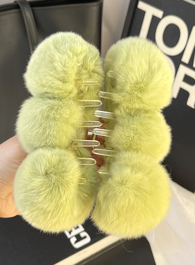 獭兔毛网红可爱毛绒抓夹发饰