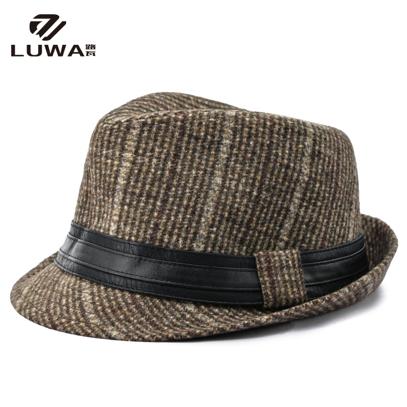 毛呢复古百搭小礼帽男士秋冬中老年人保暖有型西装时尚格纹爵士帽,淘宝优惠券,粉丝福利购,淘宝优惠卷