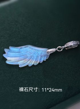 超美孤品！天然月光石吊坠925银项链高品质蓝光精工雕刻一物一图