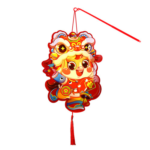 2026新款新年灯笼手工diy材料包儿童手提卡通玉花灯发光纸挂饰 - 图3