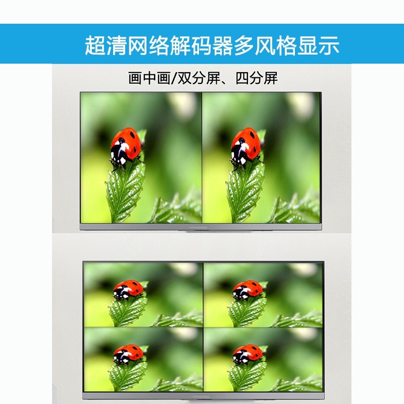 无线4路网络音视频解码器监控hdmi vga输出rtsp udp解海康4k-图2