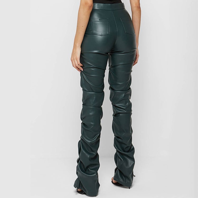 Autumn Pants Women PU Leather High Waist trousers 微喇皮裤女 - 图2