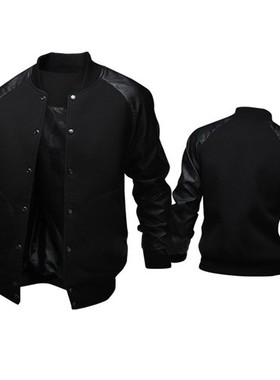 男士拼接夹克大口袋棒球衫外套