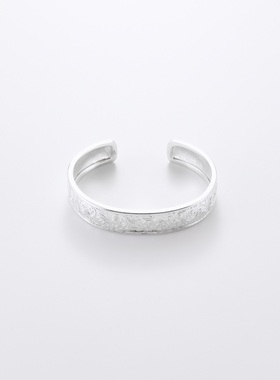 Apt702纯银压纹雕花手镯925纯银