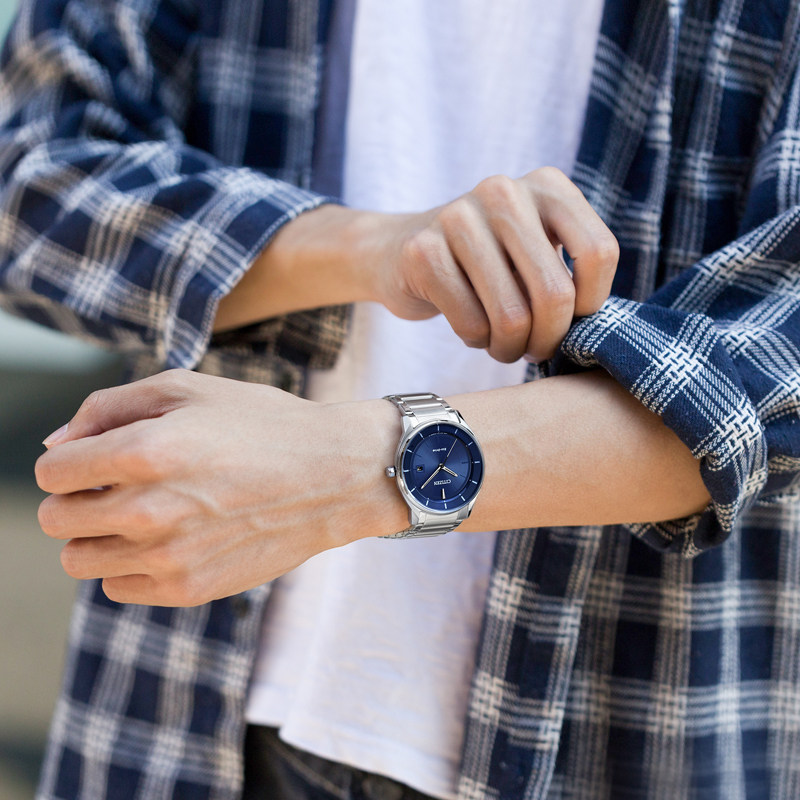 citizen西铁城正品轻奢手表男光动能复古纤薄钢带腕表BM7400 citizen西铁城正品轻奢手表男光动能复古纤薄钢带腕表BM7400