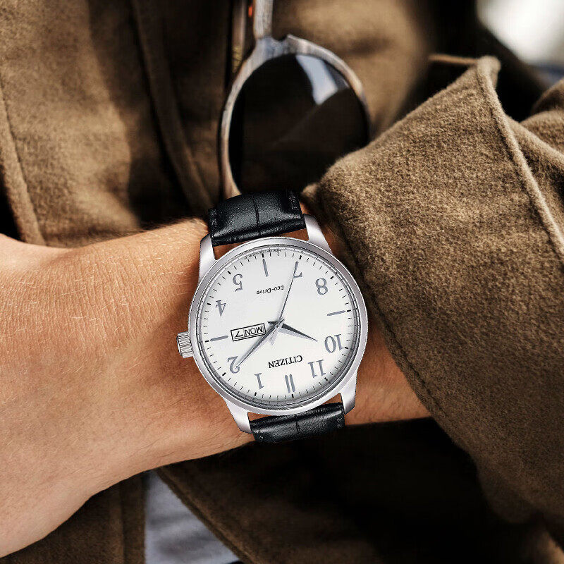 【海外新款】西铁城光动能商务男皮带 西铁城海外日韩腕表