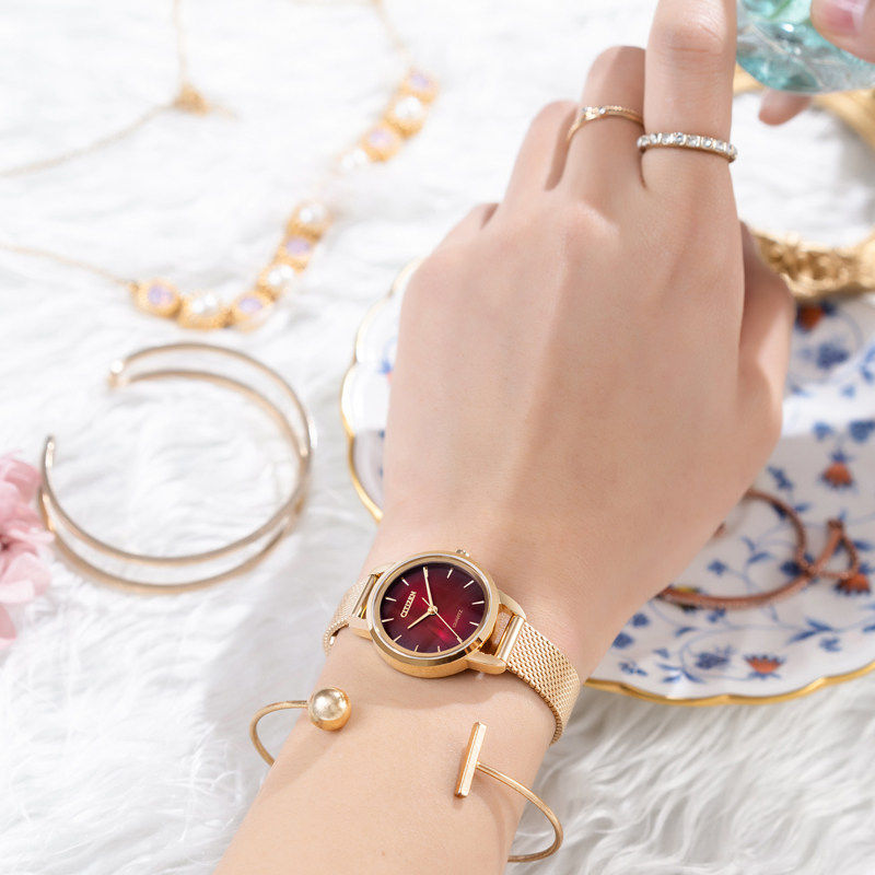 西铁城官方正品ins风jt女小绿表 西铁城海外日韩腕表