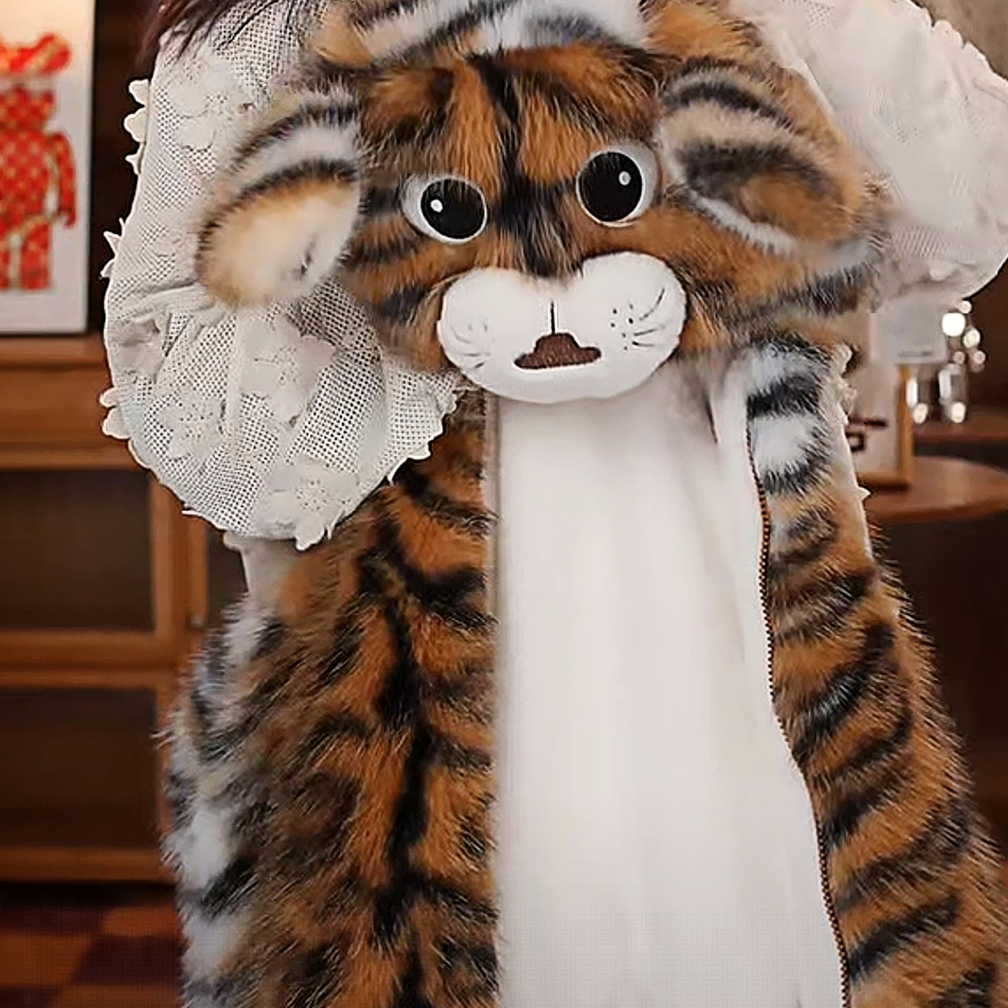 儿童皮草外套2025新款洋气保暖秋冬加厚可爱小老虎毛茸茸加绒上衣,淘宝优惠券,粉丝福利购,淘宝优惠卷