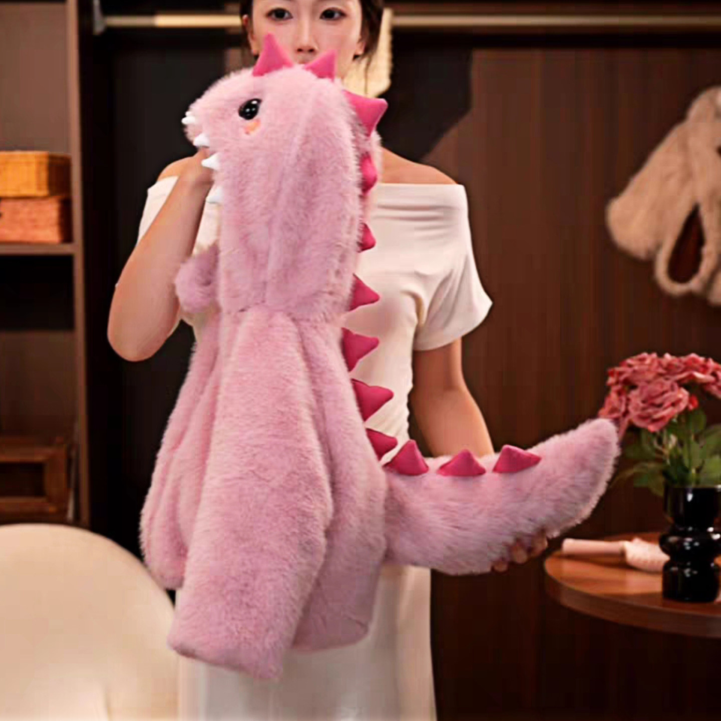 女童皮草外套2025新款洋气儿童秋冬加绒加厚宝宝小恐龙毛茸茸上衣,淘宝优惠券,粉丝福利购,淘宝优惠卷