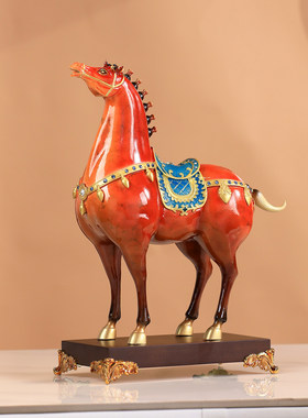 马到成功平安扣玉石高级感摆件