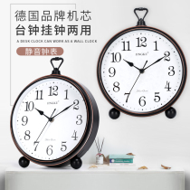 Eurostyle desk clock living room mute hanging bell bedroom clock minimalist Creative Headboard Student Clock Home Retro Seat Clock