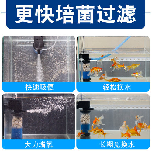鱼缸过滤器系统整套循环小金鱼缸小型水泵上氧气泵一体陶瓷鱼盆 - 图2
