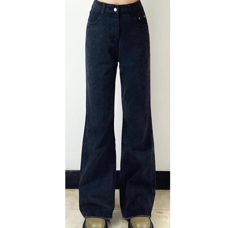 梨型身材黑色微喇叭裤秋冬牛仔裤 流行久久牛仔裤