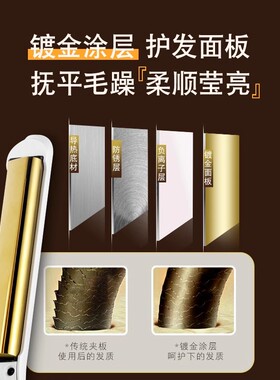 罗曼夹板金色负离子不伤发拉直板理发店专用弧形凹凸夹低温夹板