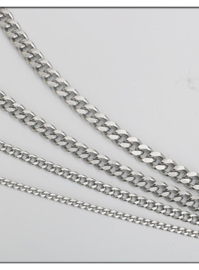 不锈钢单扣单织两面磨链钛钢男女项链配吊坠吊牌裸单链箱包链