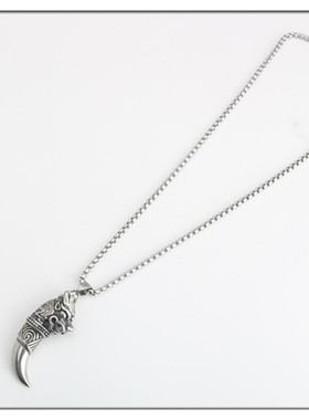 欧美款龙头钛钢毛衣链狼牙吊坠