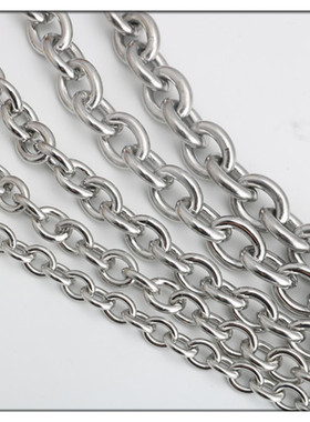 不锈钢非焊口十字链环环相扣钛钢项链大O字链O型链包包箱包链