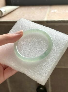 月下青漪冰种冰晴水翡翠细条手镯