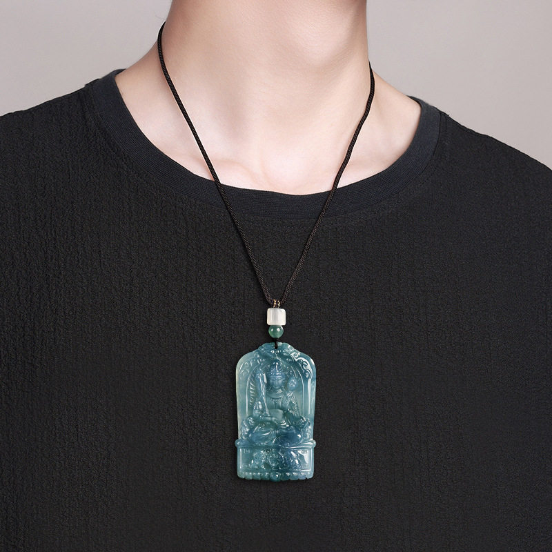 天然A货翡翠蓝水冰种大势至菩萨吊坠缅甸生肖马守护神本命佛男女,淘宝优惠券,粉丝福利购,淘宝优惠卷