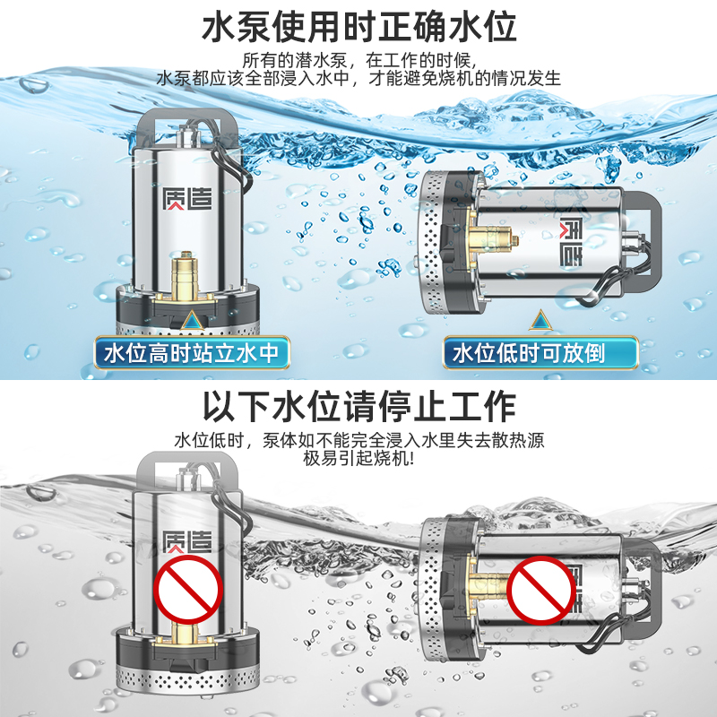 日本质造直流潜水泵12V24V48V60V72电瓶电动车农用灌溉小型抽水机