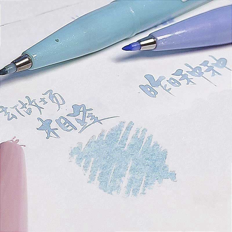 梦中情笔日本派通TOUCH彩色软头毛笔Brush软笔新色手账贺卡练字签字秀丽笔brush字帖花体英文彩绘笔马卡龙ins