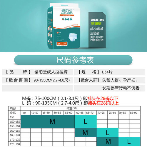 紫阳堂成人拉拉裤老人纸尿裤老年尿不湿成年尿片安心裤M60/L54-图1