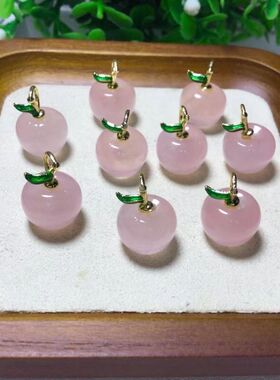 天然玉石金丝玉水晶diy饰品配饰简约DIY小苹果项链吊坠ins风-温柔